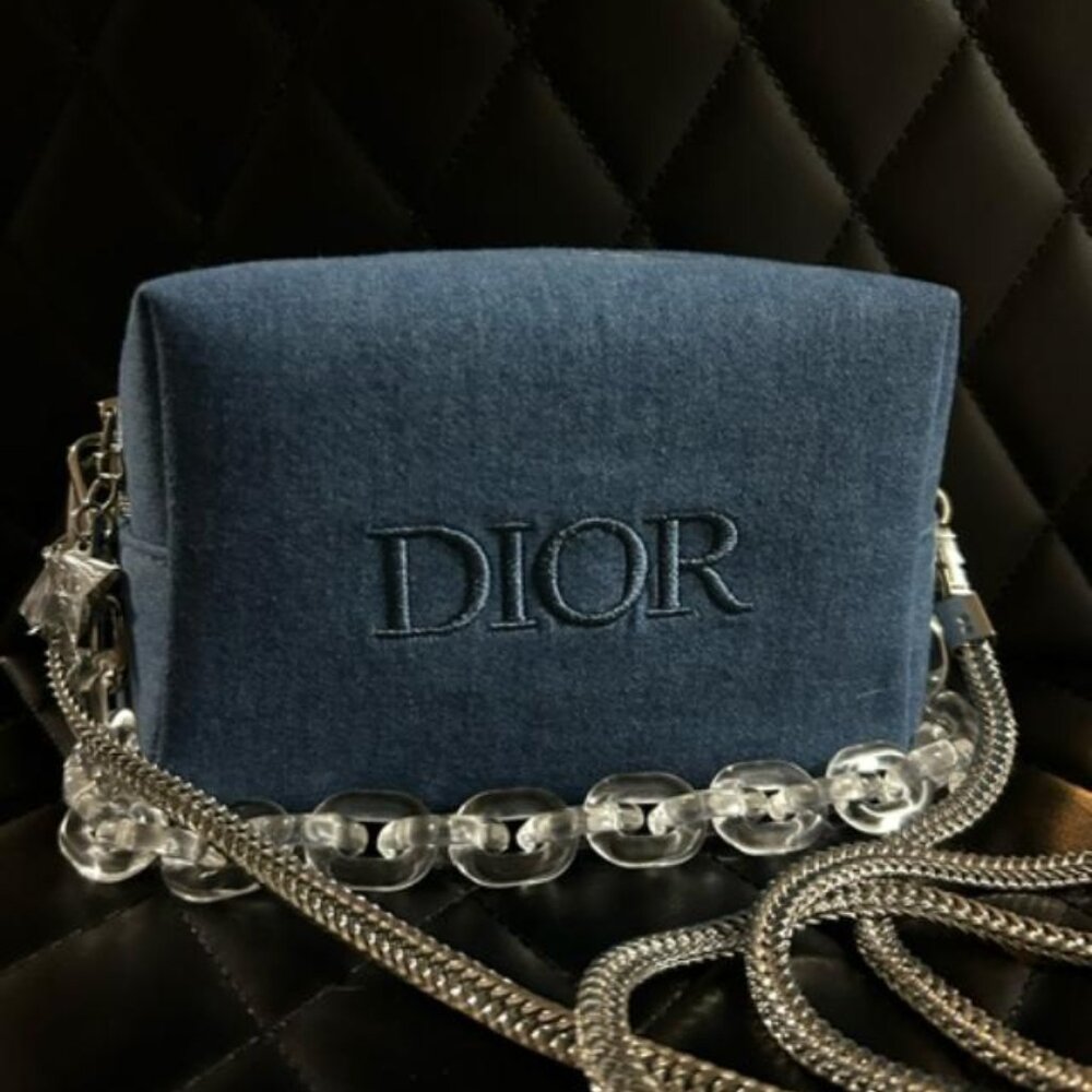 Dior Beauty Cosmetic Denim Beauty Cosmetic Pouch to Crossbody Purse